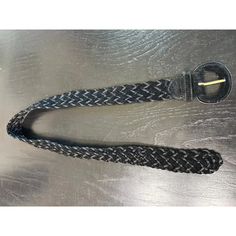 American Vintage Black Velvety Braided Belt- Ashley Smith Y2K 90s S/M Minimalist